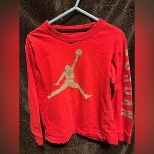 Jordan Red Long Sleeve Kids Tee